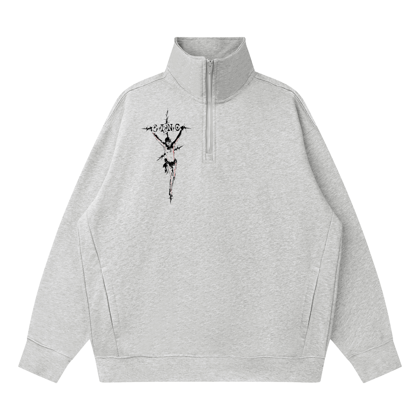 Adam & Eve Quarter-Zip - Light Grey/Flower Grey — detail