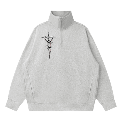 Adam & Eve Quarter-Zip - Light Grey/Flower Grey — detail