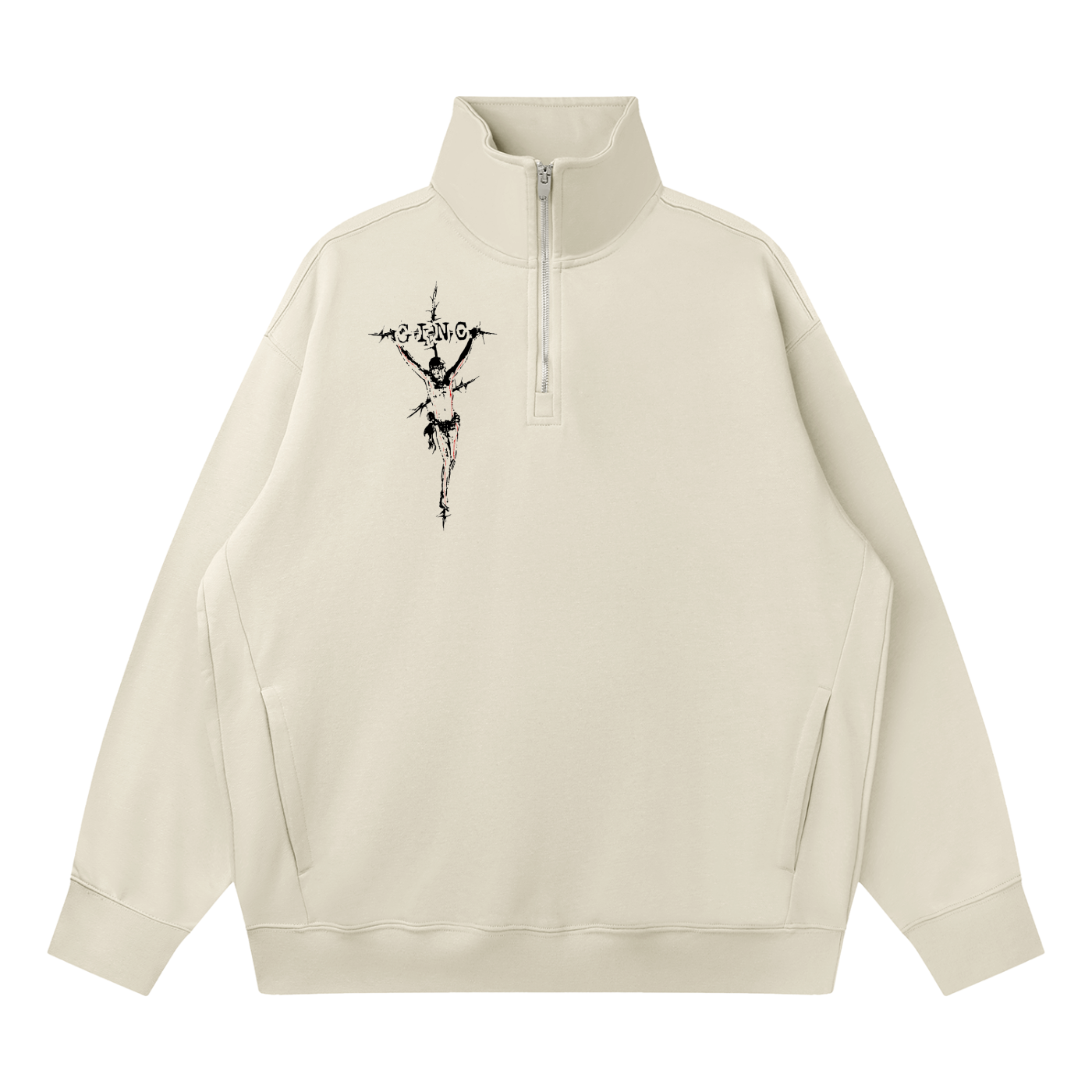 Adam & Eve Quarter-Zip - Light Grey/Flower Grey — front